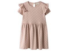 Lil' Atelier dress peach whip with swan print and frill sleeves  
