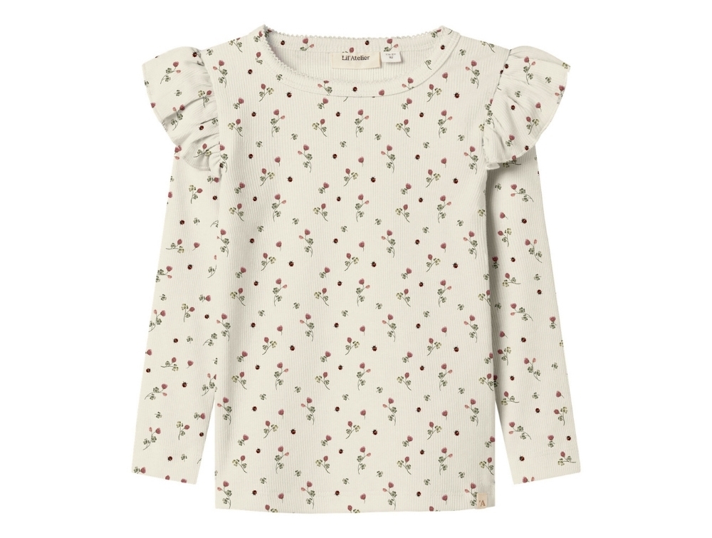 Lil\' Atelier blouse turtledove with floral print and ruffles