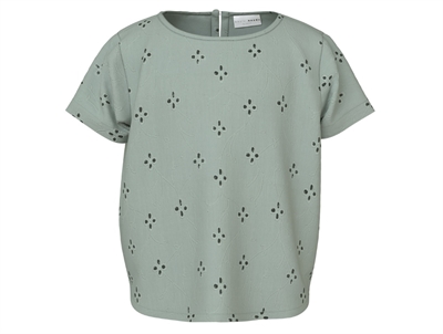 Name It top aqua gray with embroidery and button closure