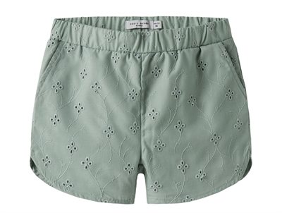 Name It shorts aqua gray with embroidery and adjustable waist