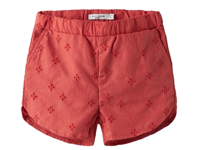 Name It shorts spiced coral with embroidery and adjustable waist