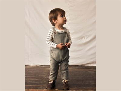 Lil' Atelier overalls overland trek with dinosaur embroidery