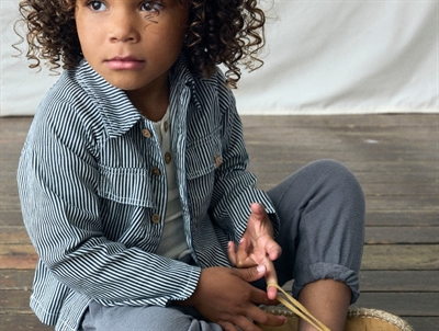 Lil' Atelier shirt dark blue denim with stripes