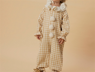 Lil' Atelier clown costume turtledove with ruffle collar and pompoms