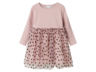 Name It dress burnished lilac with tulle skirt and heart print