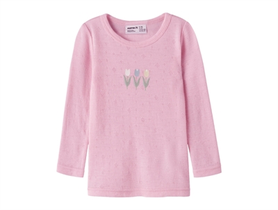 Name It bodysuit snow white with floral print and lace trim in merino wool