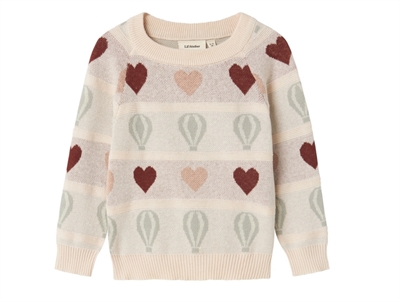 Lil' Atelier MINI knit blouse pastel parchment with balloon and heart pattern