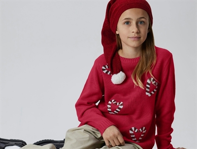 Name It knit sweater jester red with sequin hearts