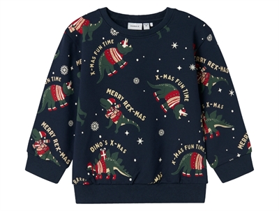 Name It sweatshirt navy blazer with dinosaur Christmas print