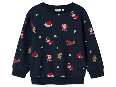 Name It sweatshirt navy blazer with Christmas print