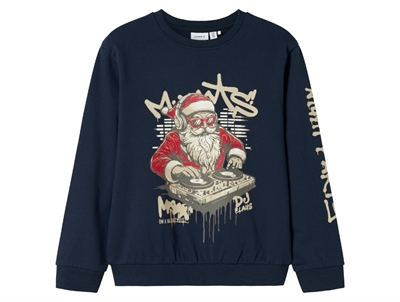 Name It sweatshirt navy blazer with Santa DJ print