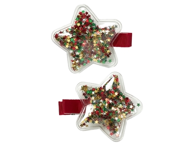 Name It hair clips jester red with glitter stars (2-pack)