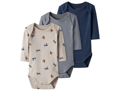 Name It body 3-pack peyote tradewinds insignia blue with airplane print