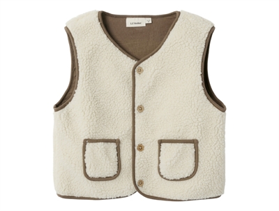 Lil' Atelier teddy vest turtledove with buttons and pockets
