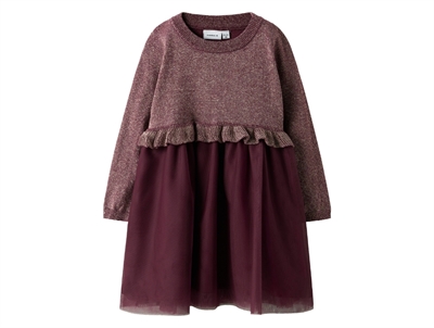 Name It dress burgundy with glitter knit and tulle