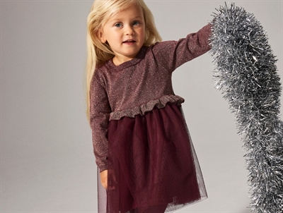 Name It dress burgundy with glitter knit and tulle
