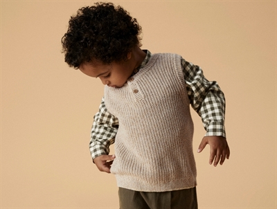 Lil' Atelier knit vest oxford tan melange with buttons
