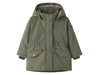 Name It parka winter jacket dusty olive with teddy lining