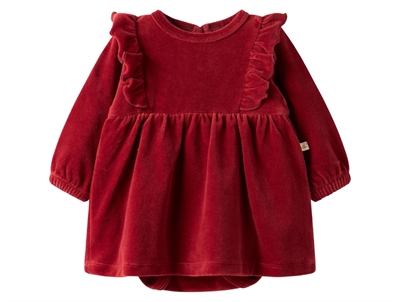 Lil' Atelier body dress red dahlia in velvet with ruffles