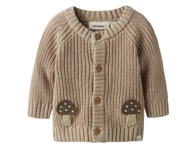 Lil' Atelier cardigan oxford tan with mushrooms