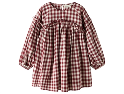 Lil' Atelier dress red dahlia checkered with ruffles