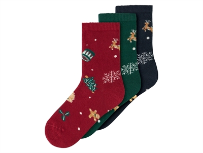 Name It socks jester red/navy blazer/botanical garden with Christmas pattern (3-pack)