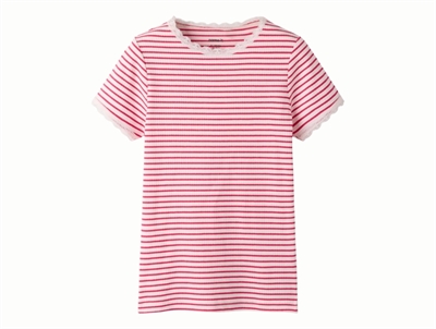 Name It rib t-shirt love portion with stripes and lace