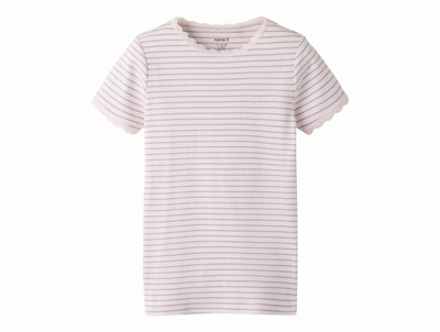 Name It rib t-shirt tender touch with stripes and lace