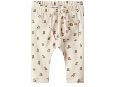 Lil' Atelier BABY trousers turtledove with teddy bear print