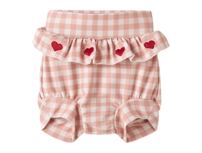 Lil' Atelier transitional jacket shitake with checks and teddy collar