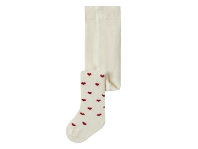 Lil' Atelier tights turtledove with red hearts