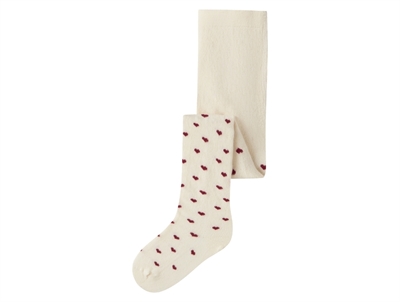 Lil' Atelier tights turtledove with red hearts