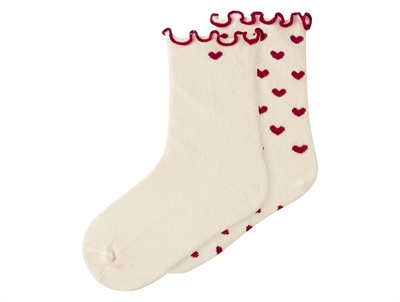 Lil' Atelier socks turtledove with red hearts (2-pack)