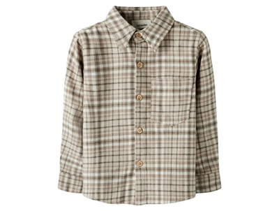 Lil' Atelier shirt sepia tint checkered with pocket detail