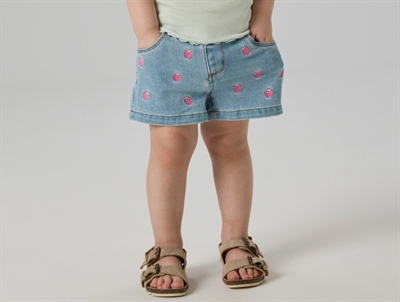 Name It shorts light blue denim with strawberry embroidery