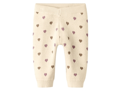 Lil' Atelier knit trousers turtledove with hearts