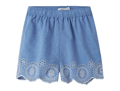 Name It shorts purple impression with broderie anglaise