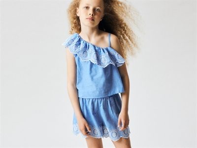 Name It shorts purple impression with broderie anglaise