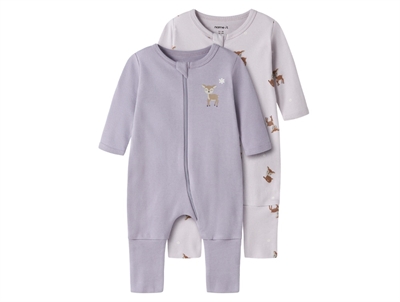 Name It sleepsuit 2-pack summer sand and deauville mauve with heart print