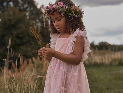 Lil' Atelier transitional jacket shitake with checks and teddy collar