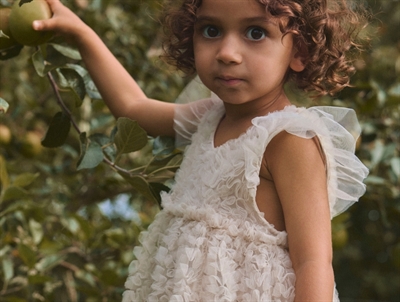 Lil' Atelier transitional jacket shitake with checks and teddy collar
