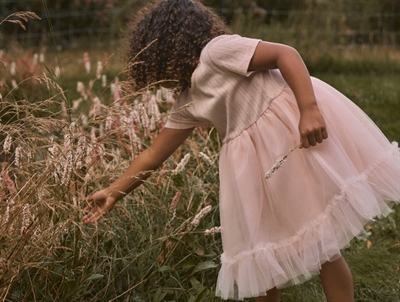 Lil' Atelier transitional jacket shitake with checks and teddy collar