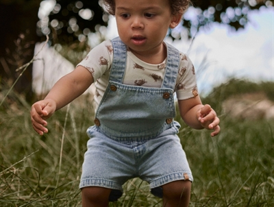 Lil' Atelier transitional jacket shitake with checks and teddy collar