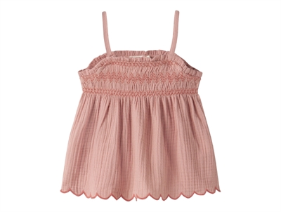 Lil' Atelier top rose tan with straps and smocking