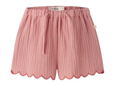Lil' Atelier shorts rose tan with scalloped edge and drawstring