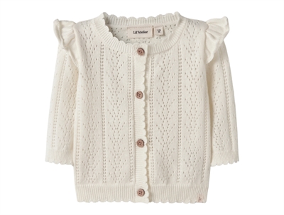 Lil Atelier cardigan coconut milk with pointelle pattern and frills