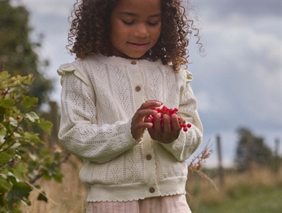 Lil Atelier cardigan coconut milk with pointelle pattern and frills