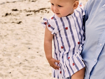 Name It dress purple impression with stripes and strawberry embroidery