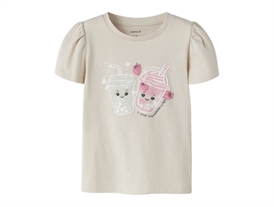 Name It t-shirt almond milk with strawberry motifs