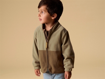 Lil' Atelier fleece jacket shiitake with contrast color